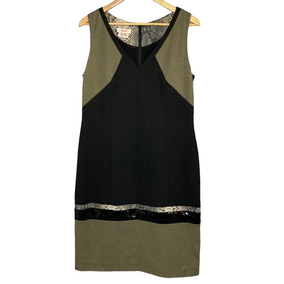 Laurel Black and Tan Sleeveless Colorblock Shift Dress Size 10 - Picture 1 of 11